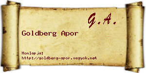 Goldberg Apor névjegykártya